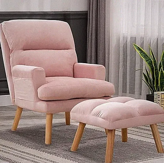 CANMOV Accent Chair W/ Ottoman Armchair W/ Adjustable Backrest and Side Pockets