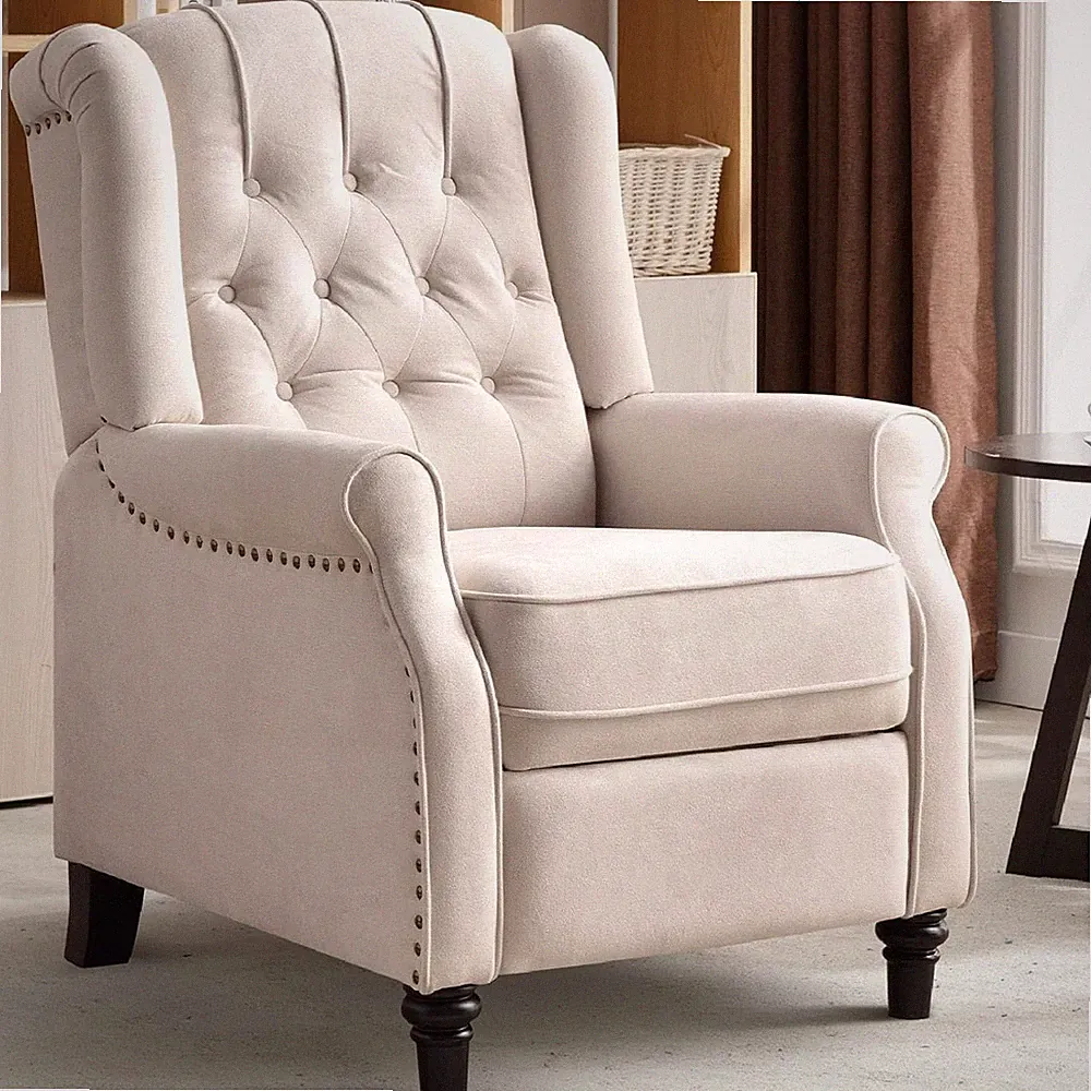CANMOV Elizabeth Fabric Recliner Chair - Tufted Back Push Back Design