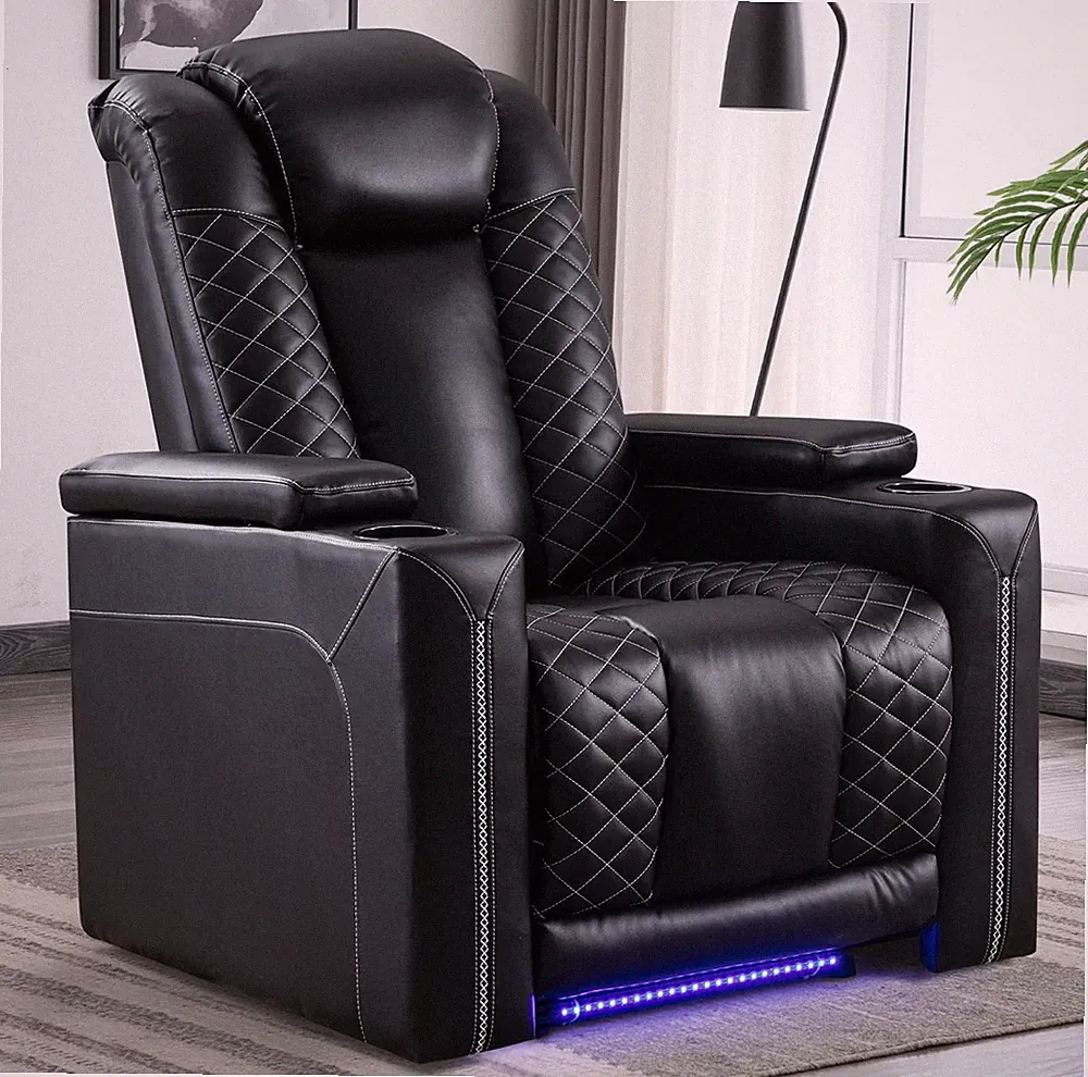CANMOV Faux Leather Electric Power Recliner Chair with USB Ports and Cup Holders