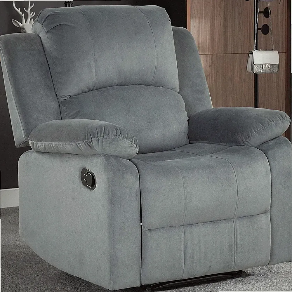CANMOV Manual Recliner Chair Grey Soft Fabric Overstuffed Recliner Single Sofa