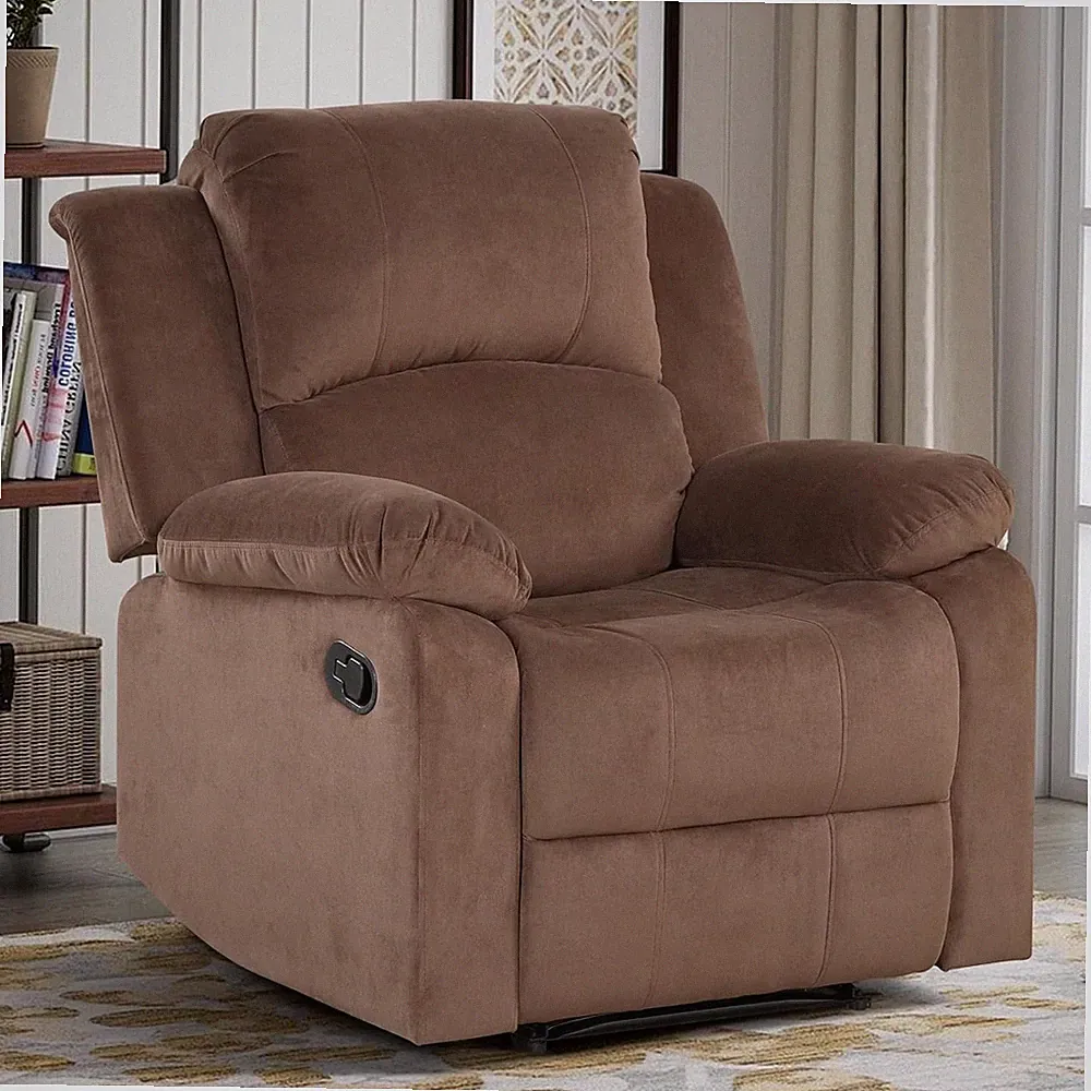 CANMOV Manual Recliner Chair, Soft Fabric Overstuffed Recliner Single Sofa Chair