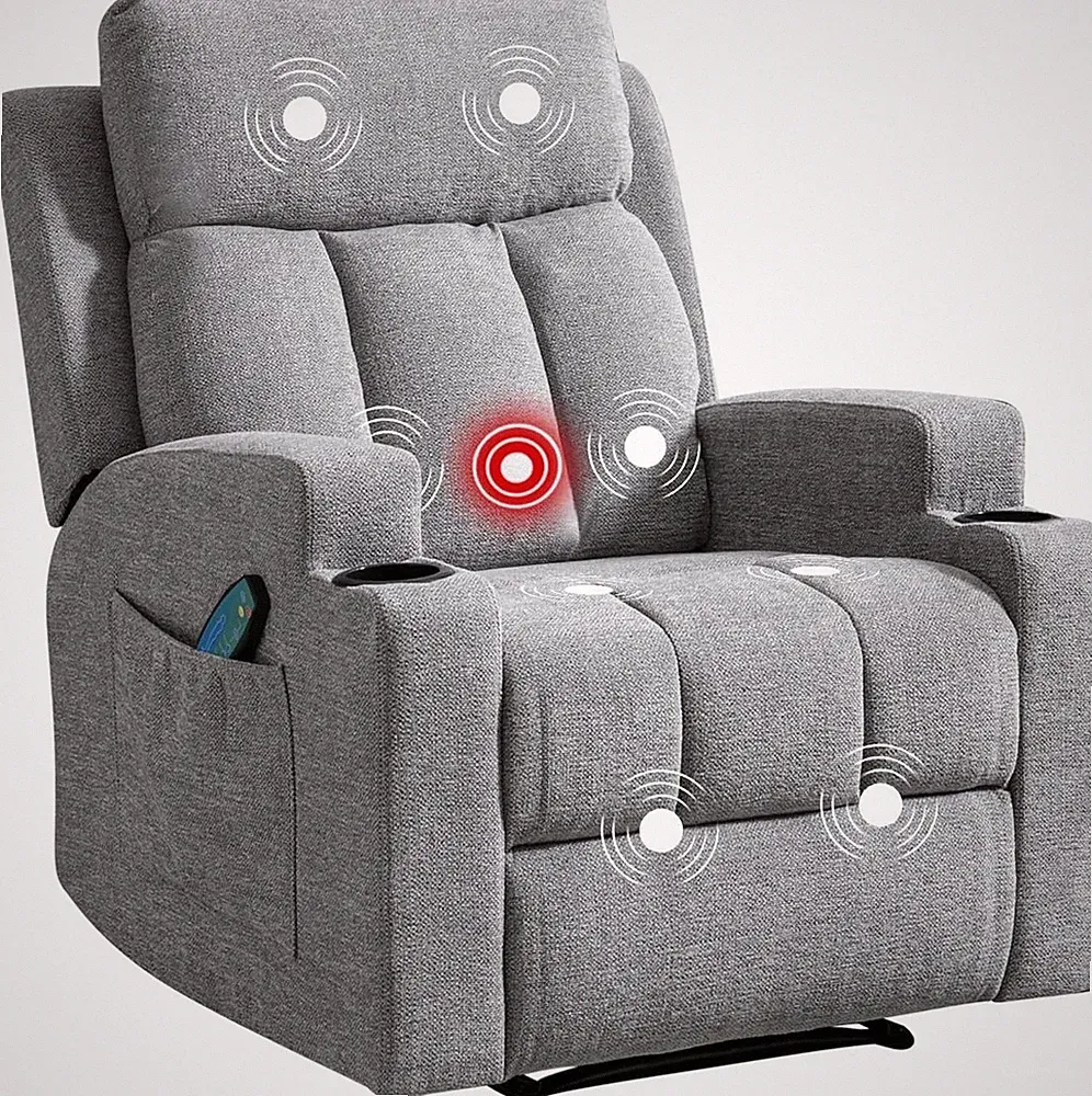 Canmov Manual Recliner Chair with Massage & Heat for Living Room
