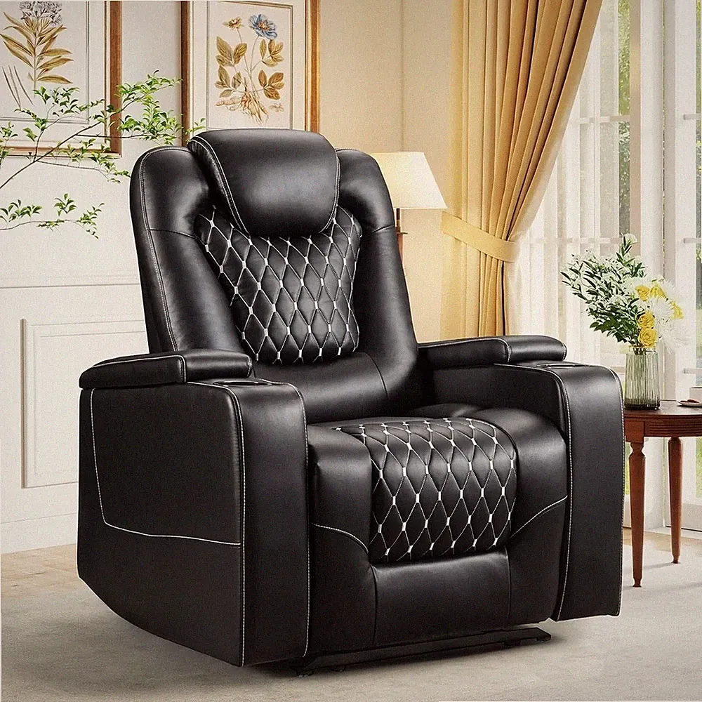 Canmov Power Recliner Chair - PU Leather Chair w/ Adjustable Headrest