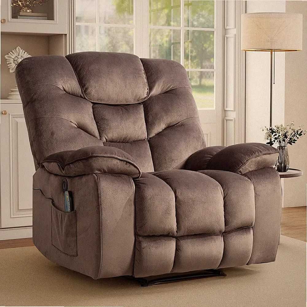 CANMOV Power Recliner Chair w/Massage & Heat Overstuffed PU Leather Reclining