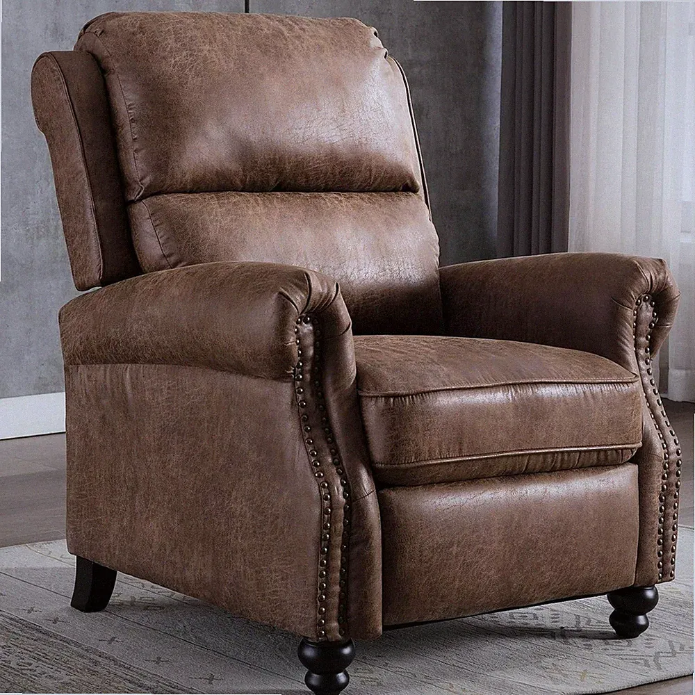 CANMOV Pushback Recliner Chair - 31" Wide Faux Leather Chocolate