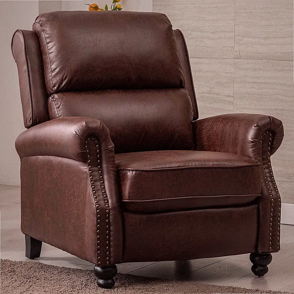 CANMOV Pushback Recliner Chair Armchair Push Back Recliner Single Sofa Reddish