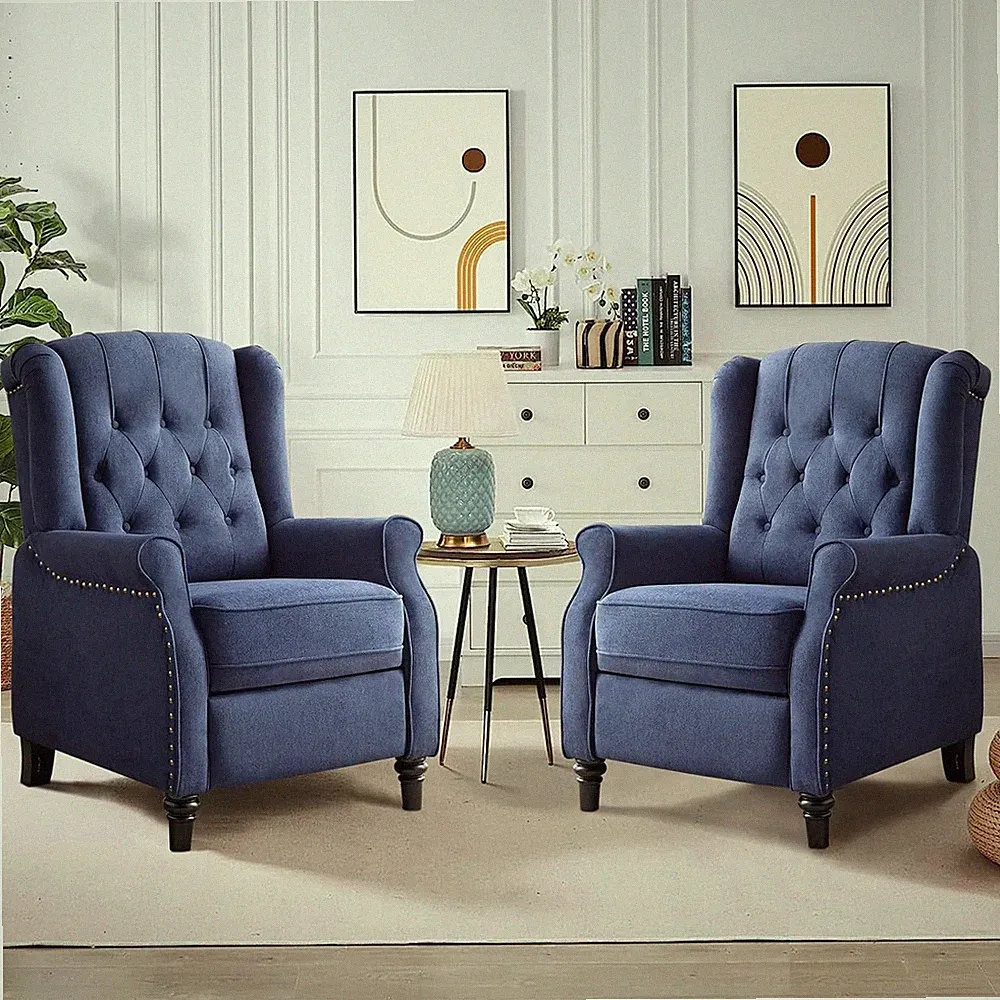 CANMOV Wingback Pushback Recliner Chair, High Back Upholstered Armchair