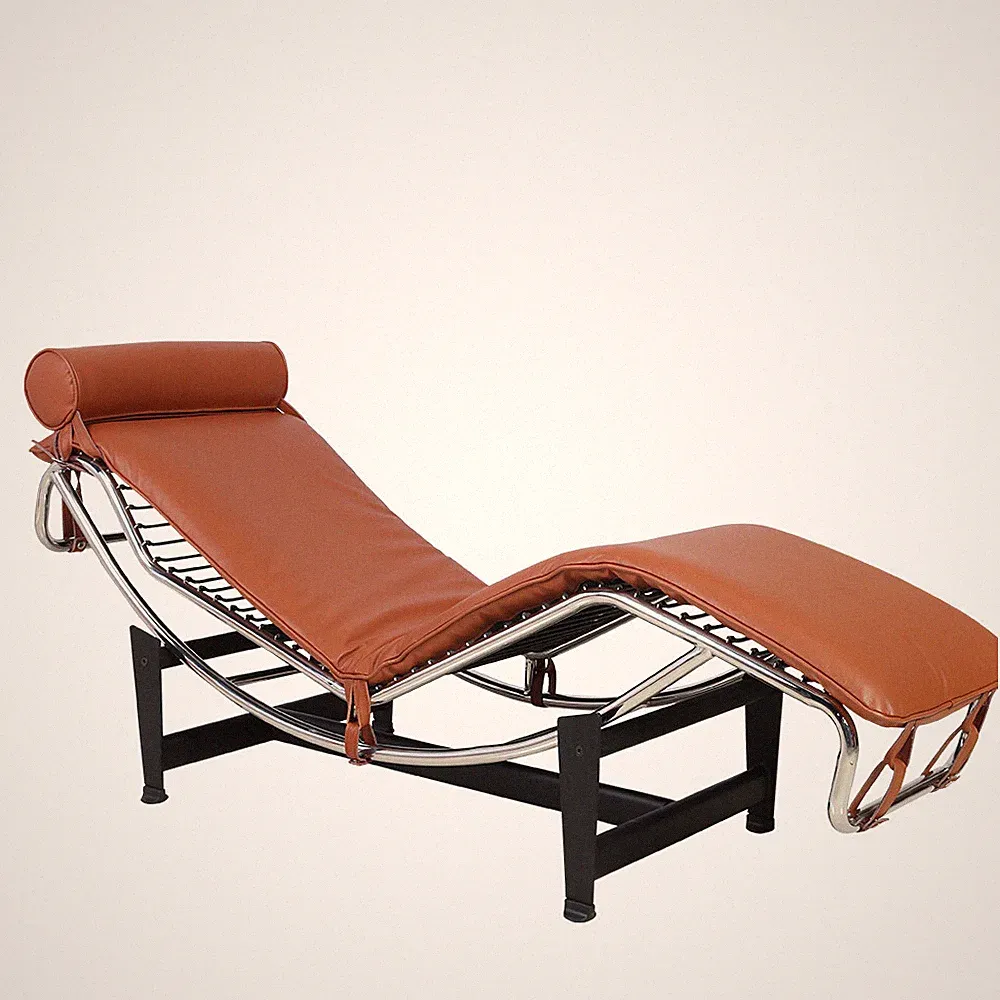 LC-4 Chaise Lounge Chaise Chair Recliner Chair Lazy Sofa Leather Stainless Steel