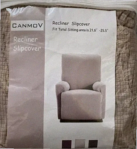 Recliner Slipcover Fit Total Sitting is 21.6-25.5” Brand New Beige/Canmov Large