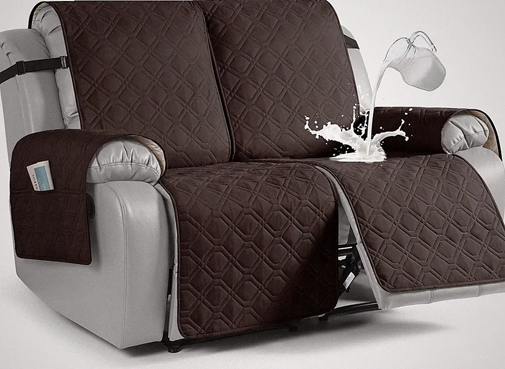 Waterproof Recliner Loveseat Cover for Pets - Washable & Non-Slip, Chocolate